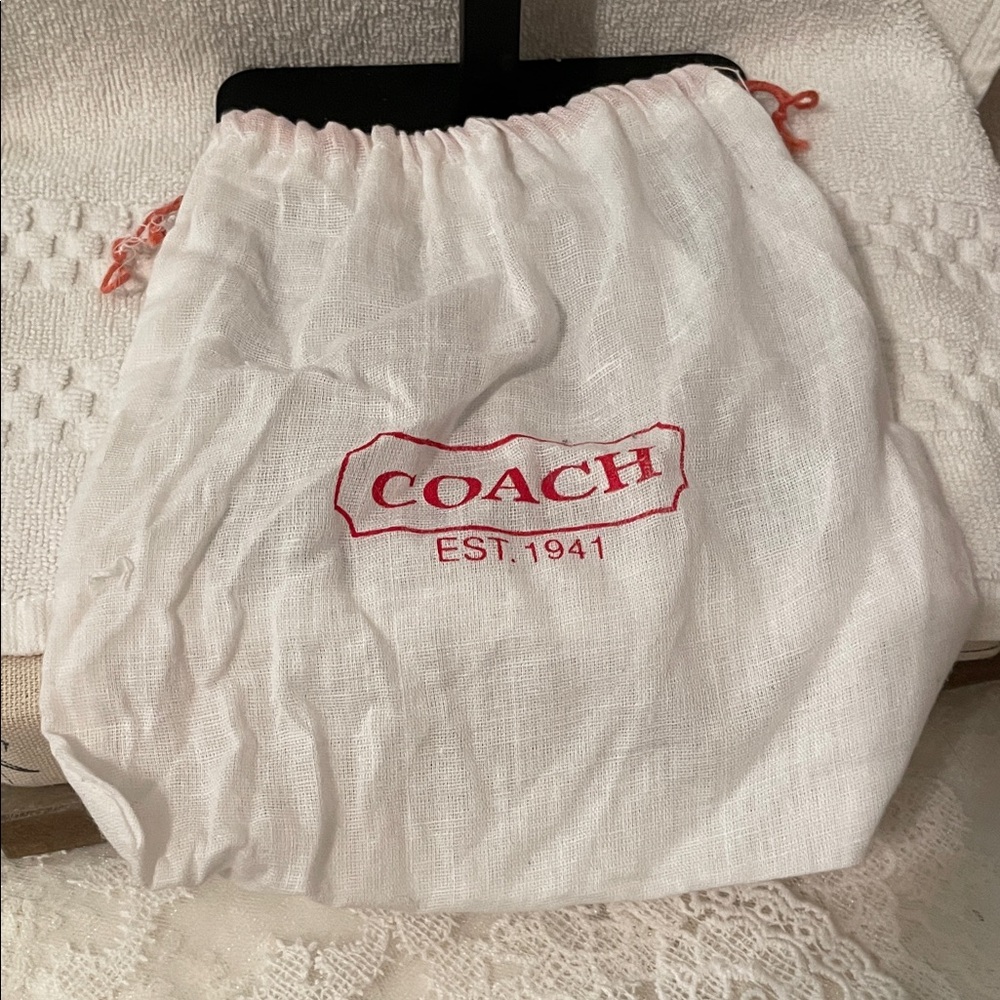 Coach White and Red Logo Dust Bag